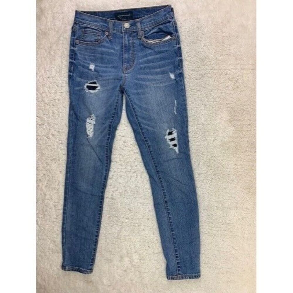 Aeropostale Size 4 Womens Jeans High Wasited Ankle Jegging Stretch Distressed
